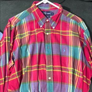 Ralph Lauren Red and Green Casual Button Down Shirt